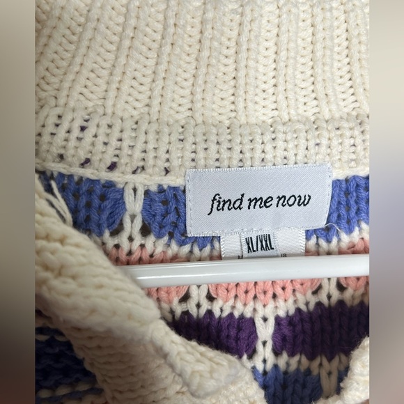 Free People x Find me Now Confetti Crochet Polo Sweater,XL XXL, runs like large - Picture 6 of 9